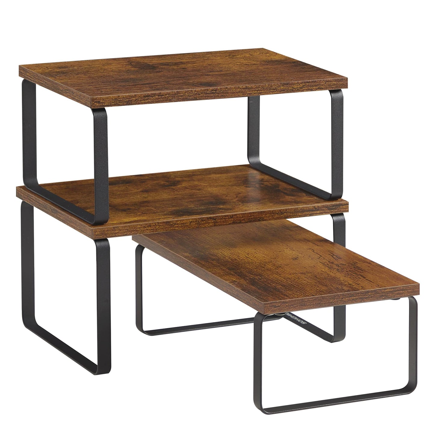 SONGMICS Gewürzregal, 3er Set Küchen-Organizer, Küchenregal, stapelbar, erweiterbar, Metall und Holzwerkstoff, schneeweiß-mattweiß KCS220W01