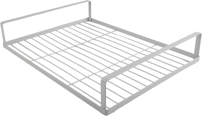 Mikrowellenregal aus Metall, Küchenregal für Mikrowelle und Induktionskochfeld, Platzsparender Aufsatz für Arbeitsplatte, Einfache Montage, 40x30 x 7,5 cm(White)