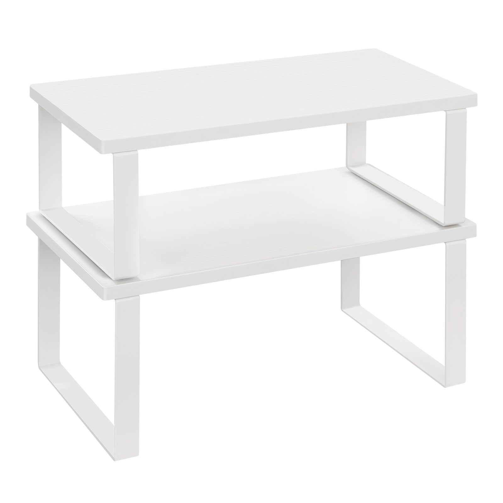 WOLTU Gewürzregal 2er Set, Stapelbares Küchenregal Arbeitsplatte, Kleines Küchen-Organizer für den Küchenschrank, aus MDF und Metall, Schwarz