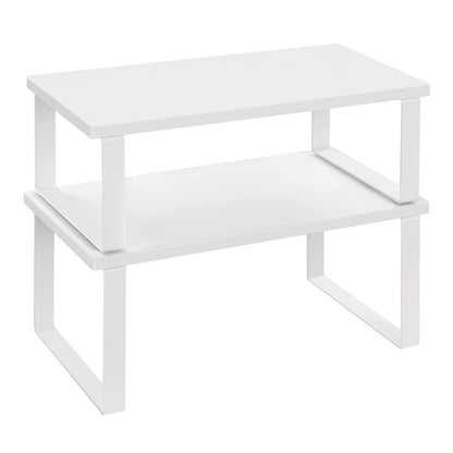 WOLTU Gewürzregal 2er Set, Stapelbares Küchenregal Arbeitsplatte, Kleines Küchen-Organizer für den Küchenschrank, aus MDF und Metall, Schwarz