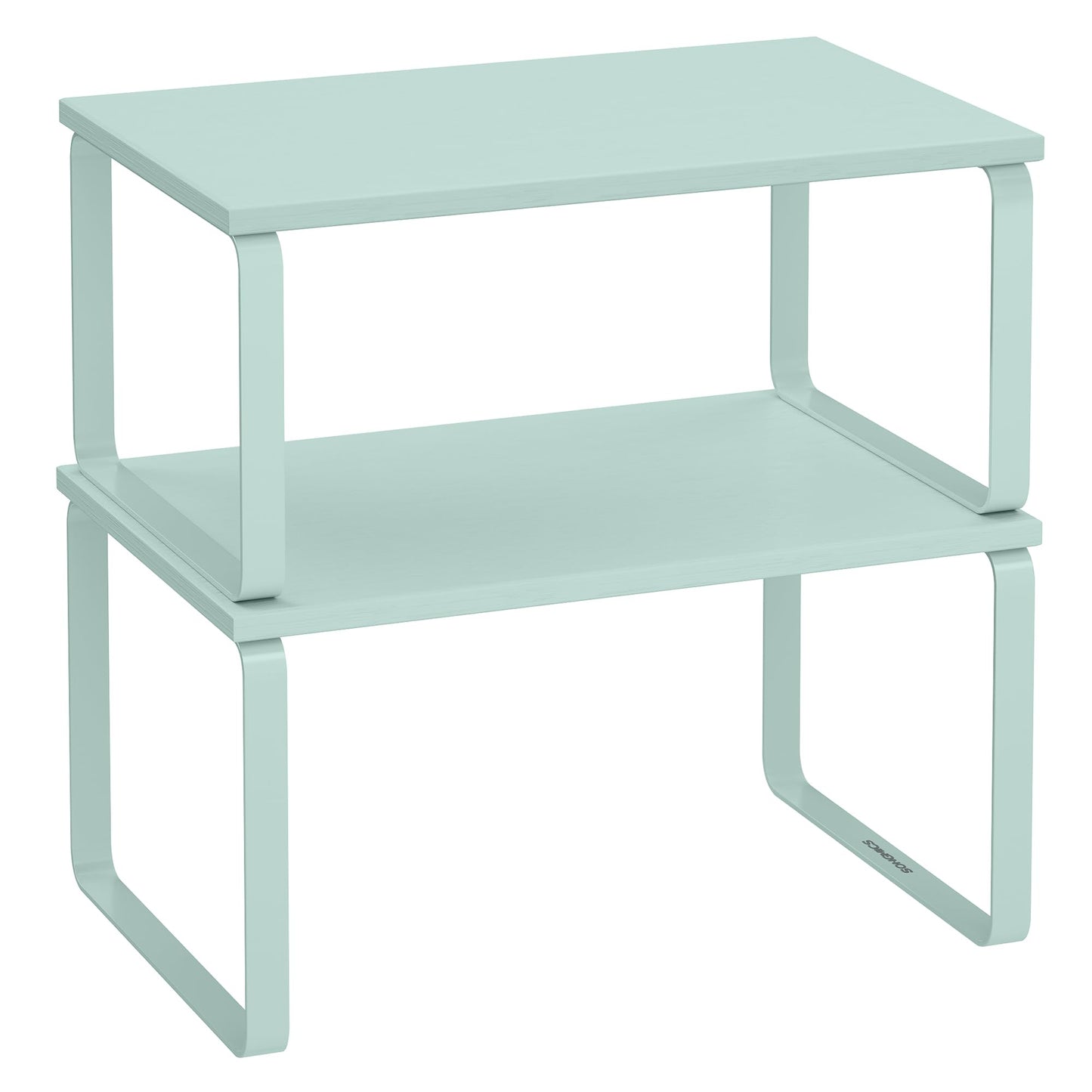 SONGMICS Gewürzregal, 2er Set Küchen-Organizer, Küchenregal, Schrank-Organizer Küche, erweiterbar, kleines Regal, stapelbar, Metall und Holzwerkstoff, cremeweiß KCS002W02