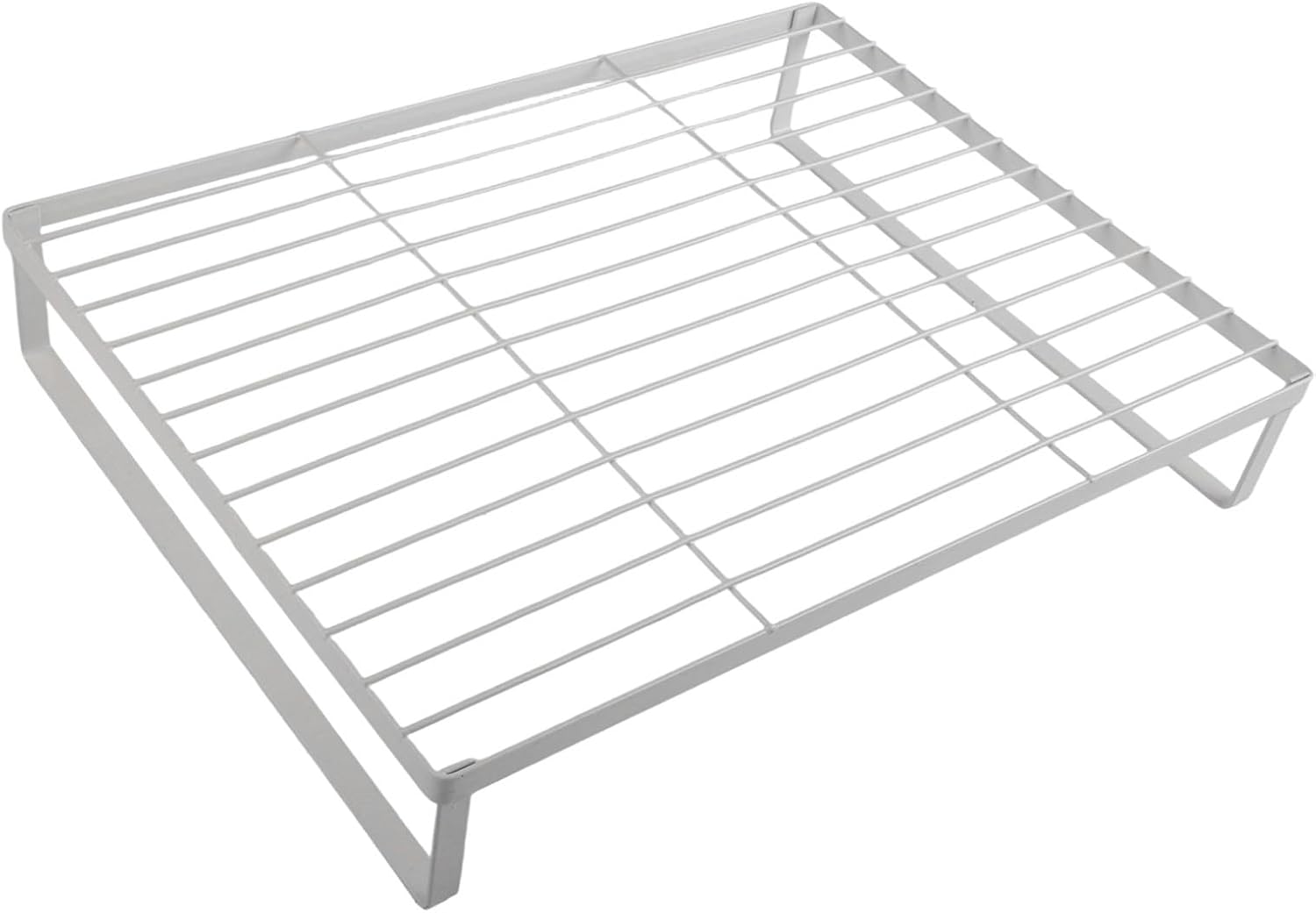 Mikrowellenregal aus Metall, Küchenregal für Mikrowelle und Induktionskochfeld, Platzsparender Aufsatz für Arbeitsplatte, Einfache Montage, 40x30 x 7,5 cm(White)