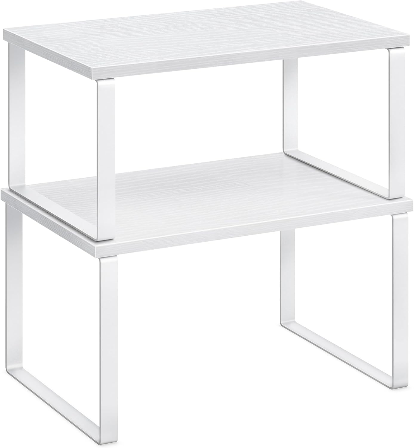 SONGMICS Gewürzregal, 2er Set Küchen-Organizer, Küchenregal, Schrank-Organizer Küche, erweiterbar, kleines Regal, stapelbar, Metall und Holzwerkstoff, wolkenweiß-schneeweiß KCS02W01