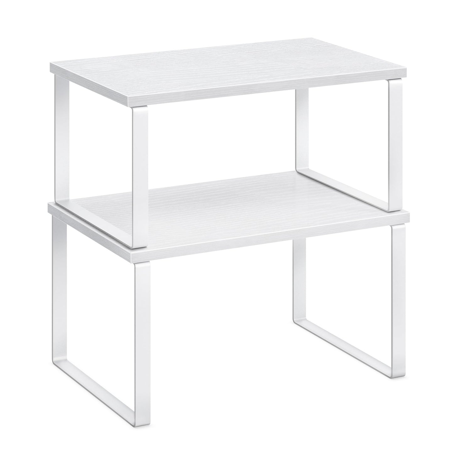 SONGMICS Gewürzregal, 2er Set Küchen-Organizer, Küchenregal, Schrank-Organizer Küche, erweiterbar, kleines Regal, stapelbar, Metall und Holzwerkstoff, wolkenweiß-naturbeige KCS02NW
