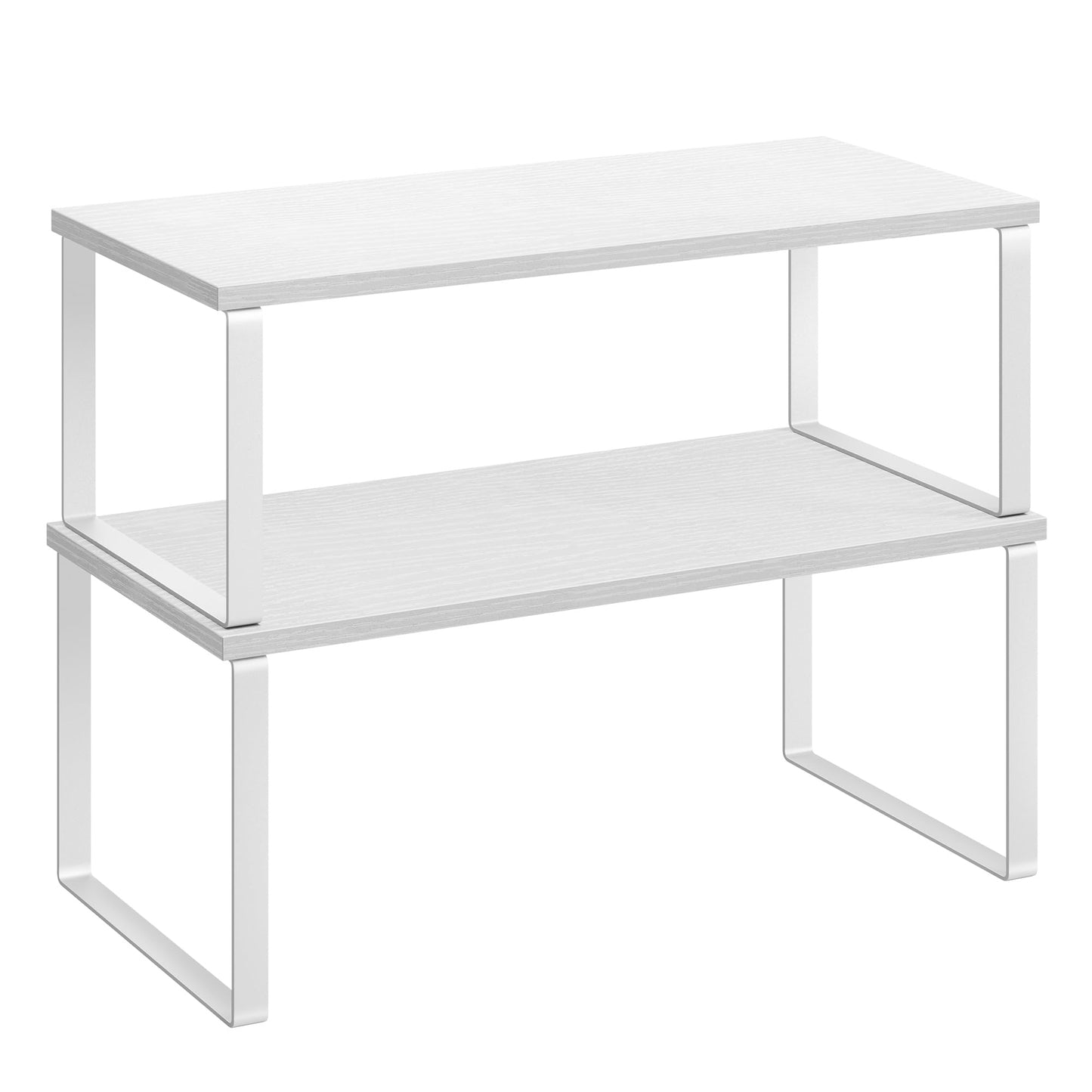 SONGMICS Gewürzregal, 2er Set Küchen-Organizer, Küchenregal, Schrank-Organizer Küche, erweiterbar, kleines Regal, stapelbar, Metall und Holzwerkstoff, wolkenweiß-naturbeige KCS02NW