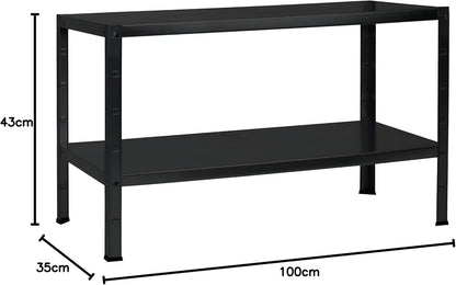 Schulte Regalwelt Steckregal mit 2 PowerMAX Fachböden, 65 kg Tragkraft, 43x100x35 cm (HxBxT), schwarz-Struktur, Lagerregal, Werkstattregal, Kellerregal, Garagenregal, Metallregal