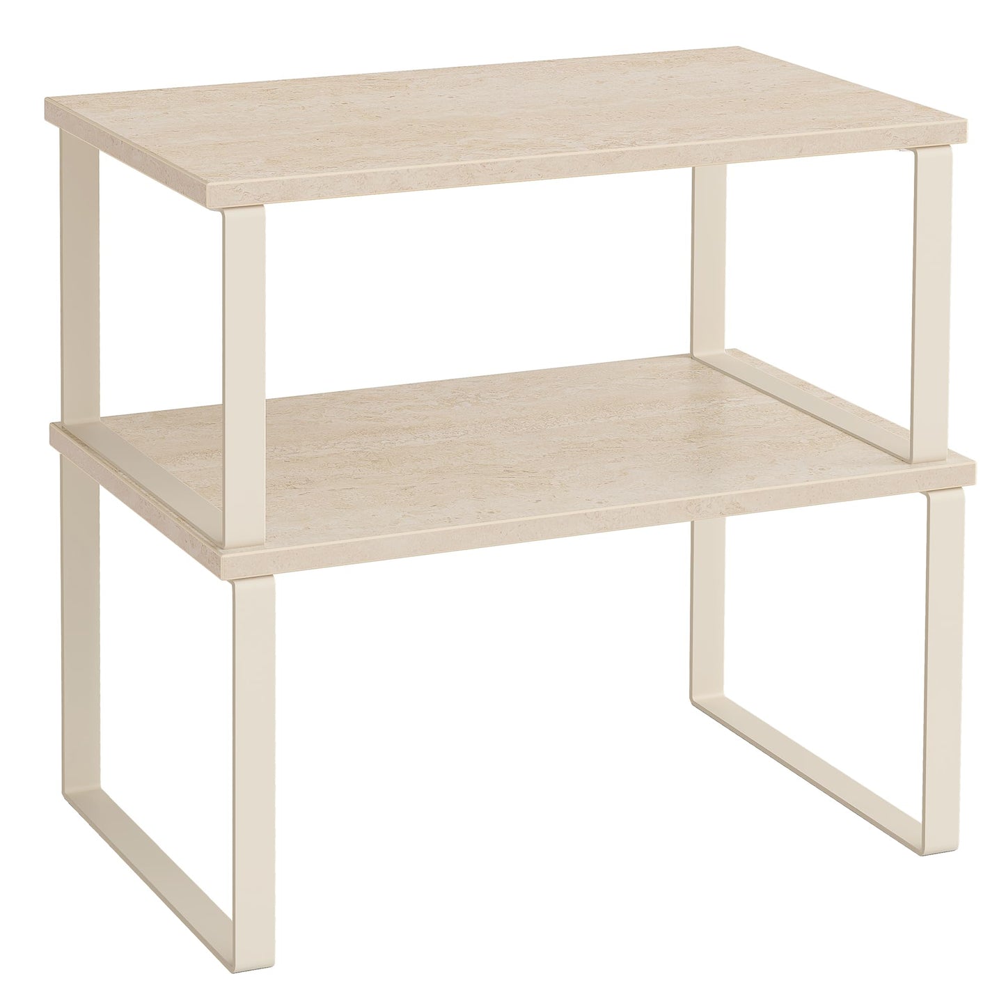 SONGMICS Gewürzregal, 2er Set Küchen-Organizer, Küchenregal, Schrank-Organizer Küche, erweiterbar, kleines Regal, stapelbar, Metall und Holzwerkstoff, wolkenweiß-schneeweiß KCS02W01