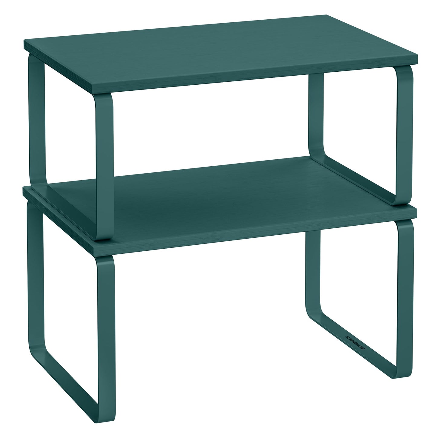 SONGMICS Gewürzregal, 2er Set Küchen-Organizer, Küchenregal, Schrank-Organizer Küche, erweiterbar, kleines Regal, stapelbar, Metall und Holzwerkstoff, cremeweiß KCS002W02