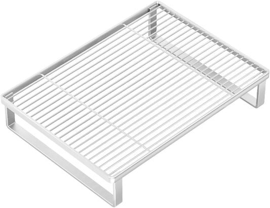 Mikrowellenregal aus Metall, Küchenregal für Mikrowelle und Induktionskochfeld, Platzsparender Aufsatz für Arbeitsplatte, Einfache Montage, 40x30 x 7,5 cm(White)