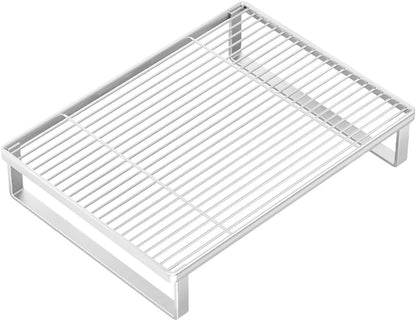 Mikrowellenregal aus Metall, Küchenregal für Mikrowelle und Induktionskochfeld, Platzsparender Aufsatz für Arbeitsplatte, Einfache Montage, 40x30 x 7,5 cm(White)