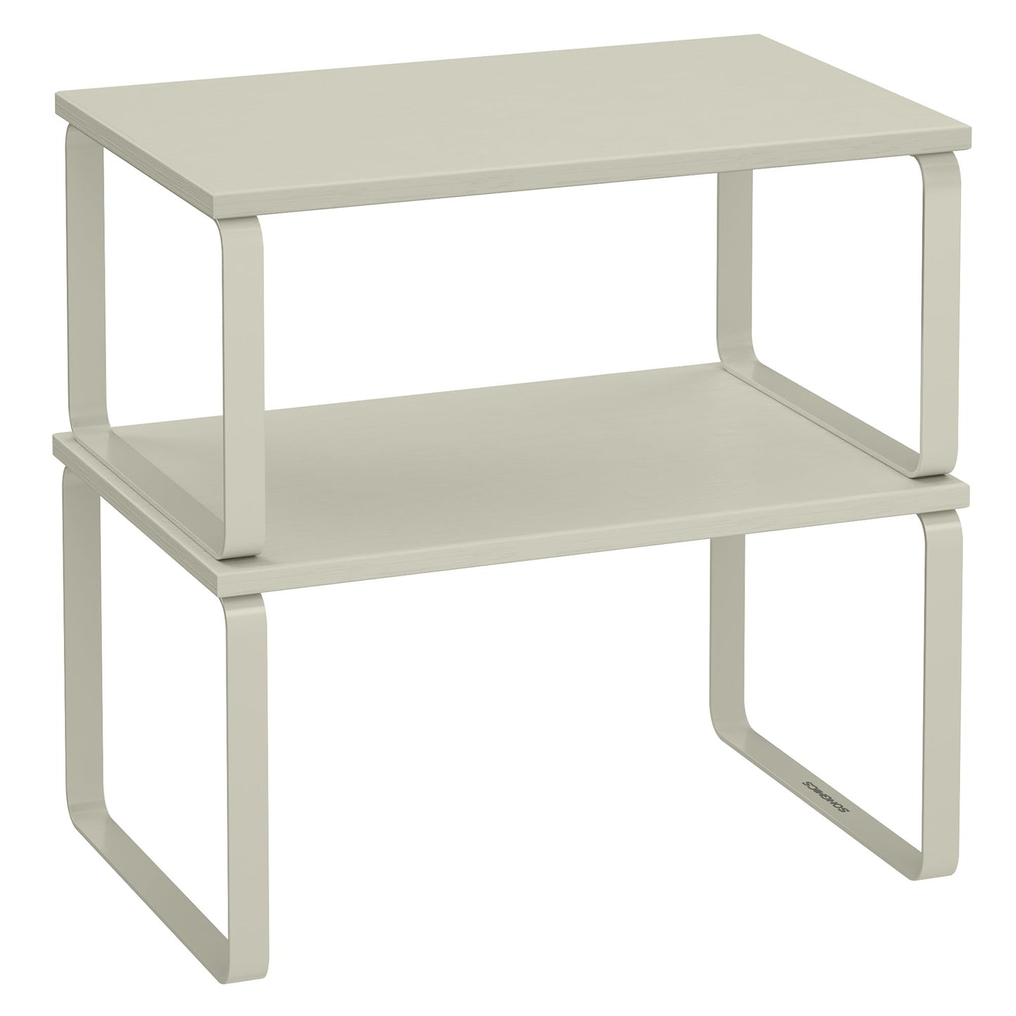 SONGMICS Gewürzregal, 2er Set Küchen-Organizer, Küchenregal, Schrank-Organizer Küche, erweiterbar, kleines Regal, stapelbar, Metall und Holzwerkstoff, cremeweiß KCS002W02