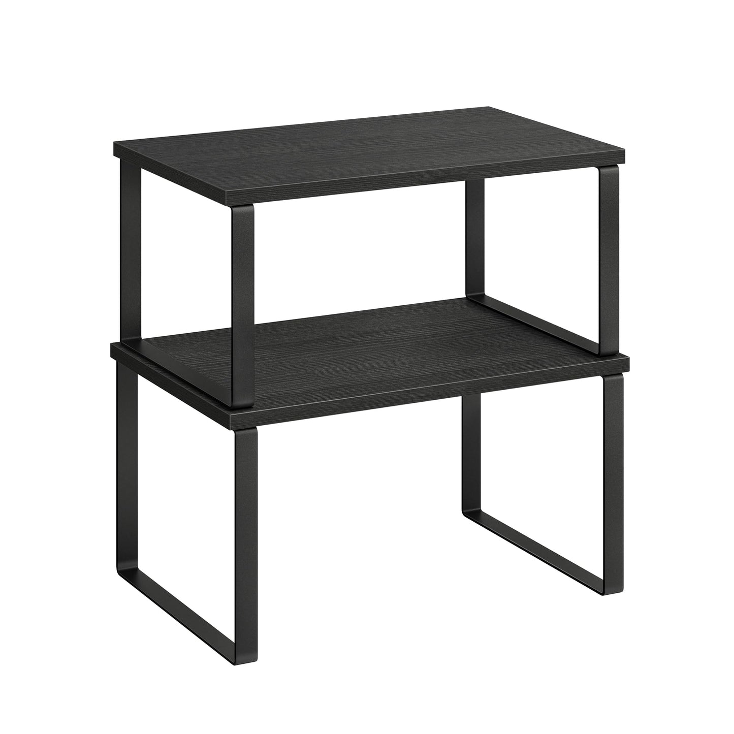 SONGMICS Gewürzregal, 2er Set Küchen-Organizer, Küchenregal, Schrank-Organizer Küche, erweiterbar, kleines Regal, stapelbar, Metall und Holzwerkstoff, wolkenweiß-naturbeige KCS02NW