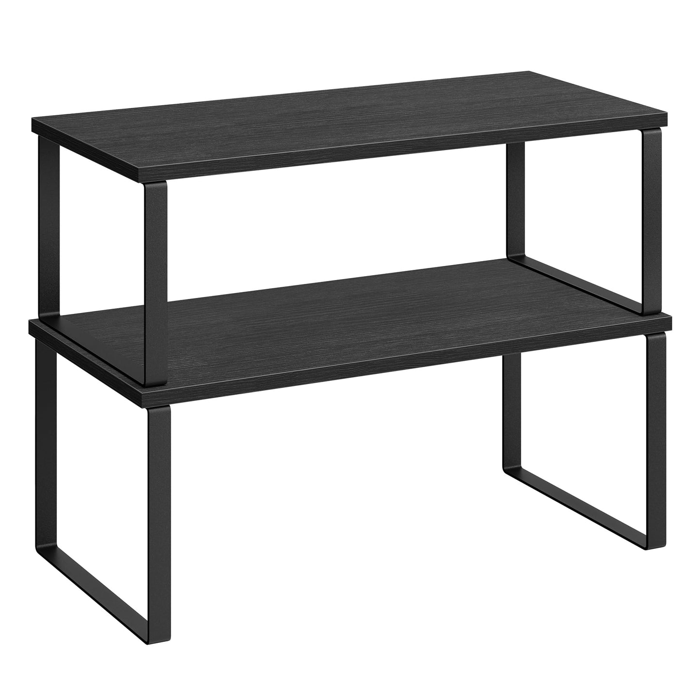 SONGMICS Gewürzregal, 2er Set Küchen-Organizer, Küchenregal, Schrank-Organizer Küche, erweiterbar, kleines Regal, stapelbar, Metall und Holzwerkstoff, wolkenweiß-naturbeige KCS02NW