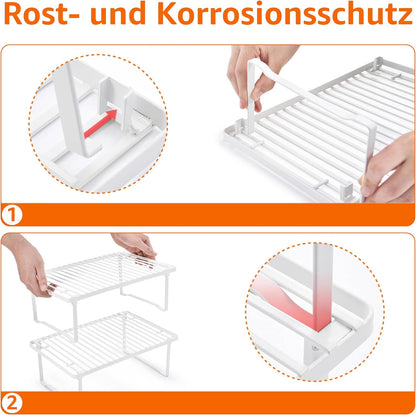 Amazon Basics Legierter Stahl Aufbewahrungsregale für die Küche, stapelbar, Weiß