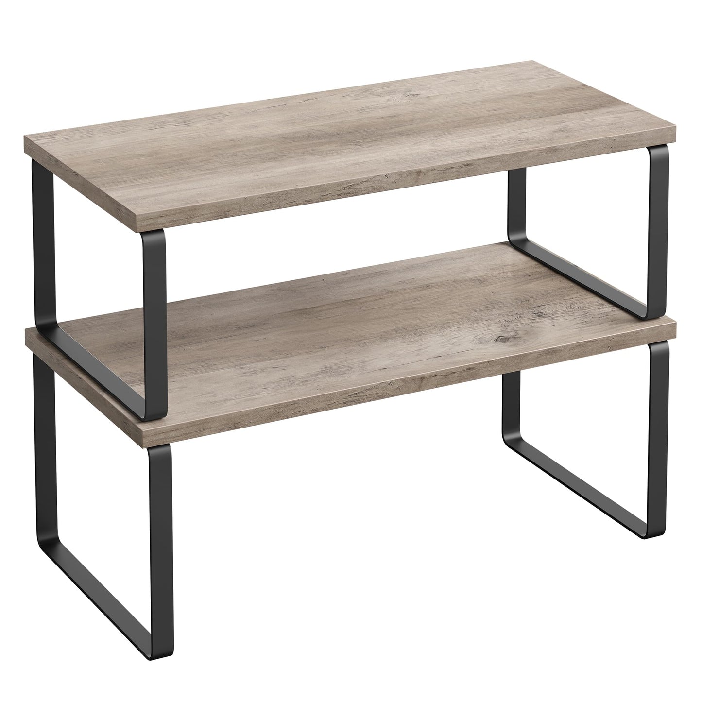 SONGMICS Gewürzregal, 2er Set Küchen-Organizer, Küchenregal, Schrank-Organizer Küche, erweiterbar, kleines Regal, stapelbar, Metall und Holzwerkstoff, wolkenweiß-schneeweiß KCS02W01