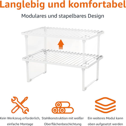 Amazon Basics Legierter Stahl Aufbewahrungsregale für die Küche, stapelbar, Weiß