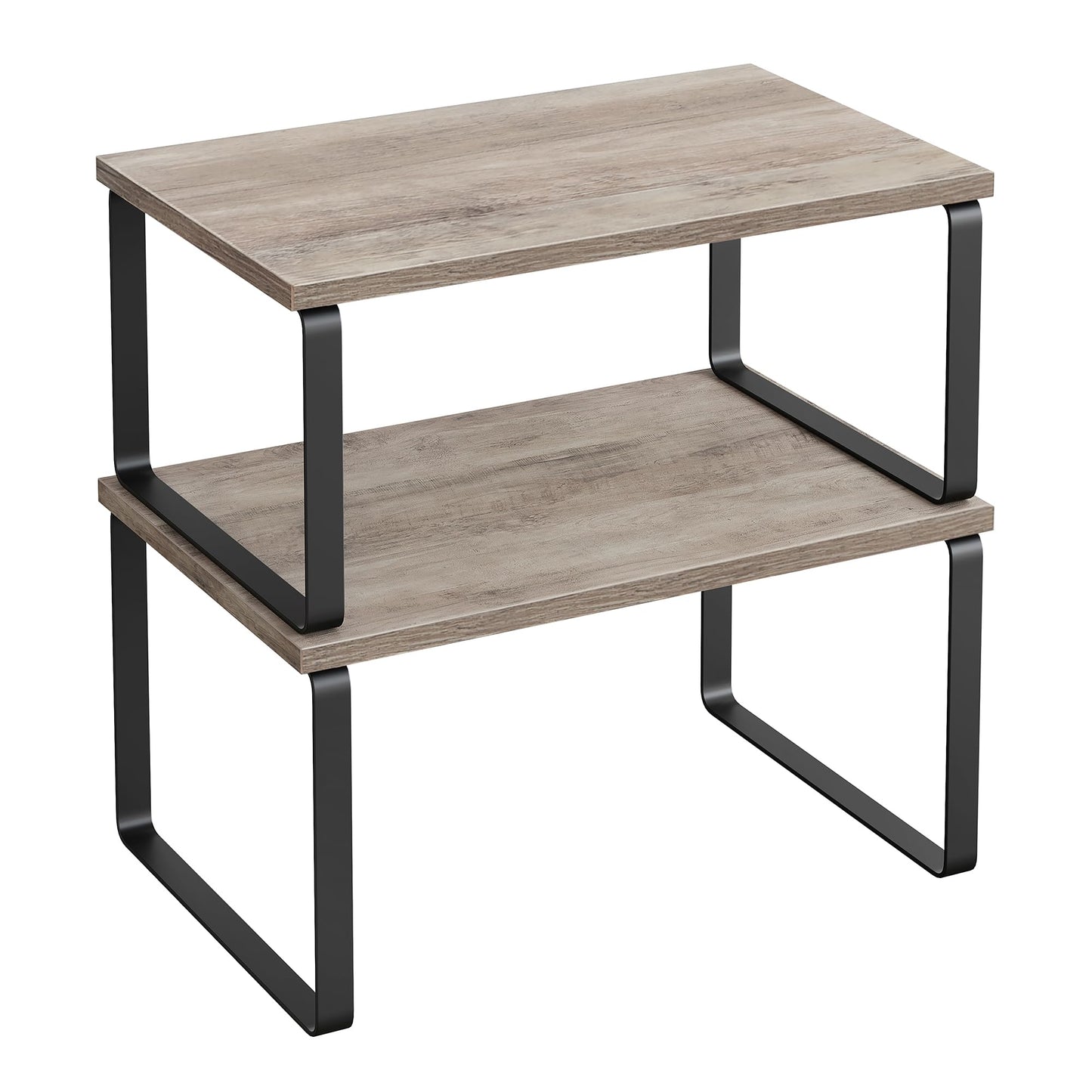 SONGMICS Gewürzregal, 2er Set Küchen-Organizer, Küchenregal, Schrank-Organizer Küche, erweiterbar, kleines Regal, stapelbar, Metall und Holzwerkstoff, wolkenweiß-naturbeige KCS02NW