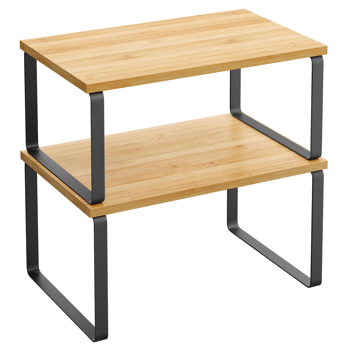 SONGMICS Gewürzregal, 2er Set Küchen-Organizer, Küchenregal, Schrank-Organizer Küche, erweiterbar, kleines Regal, stapelbar, Metall und Holzwerkstoff, wolkenweiß-naturbeige KCS02NW