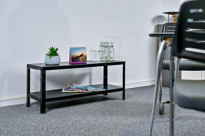 Schulte Regalwelt Steckregal mit 2 PowerMAX Fachböden, 65 kg Tragkraft, 43x100x35 cm (HxBxT), schwarz-Struktur, Lagerregal, Werkstattregal, Kellerregal, Garagenregal, Metallregal